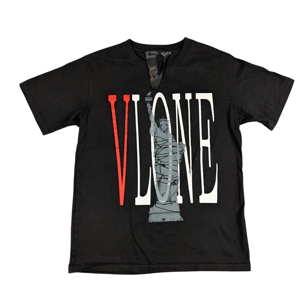 Vlone Statue of Liberty Graphic T-Shirt Black Mens Medium Made in USA Streetwear